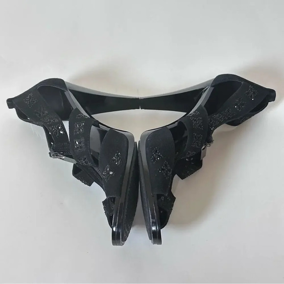 Michael Kors Berkley Floral T Strap Black Suede Sandal Size 7.5 - Picture 7 of 14